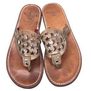 Freebird by Steven Women's Vallarta Size 9 Tan Leather Moon Stars Thong Sandals